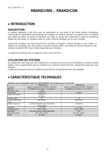 RBAND/UMS â RBAND/CSM - JCM Technologies SA