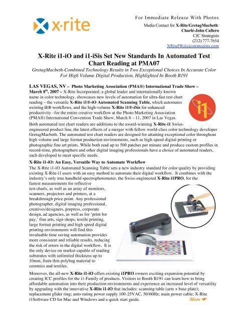 X-Rite i1-iO and i1-iSis Set New Standards In Automated Test Chart ...
