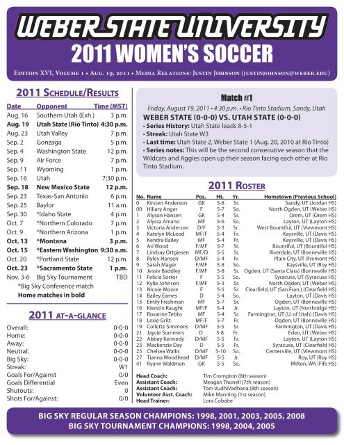 2011 WOMEN'S SOCCER - Weber State University Athletics