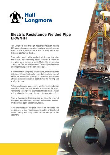 Electric Resistance Welded Pipe ERW/HFI - Hall Longmore