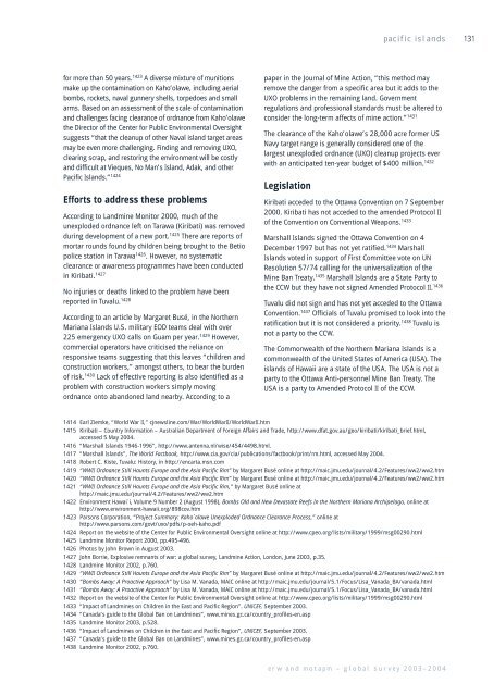 Country & Territory Reports - Landmine Action