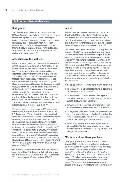 Country & Territory Reports - Landmine Action