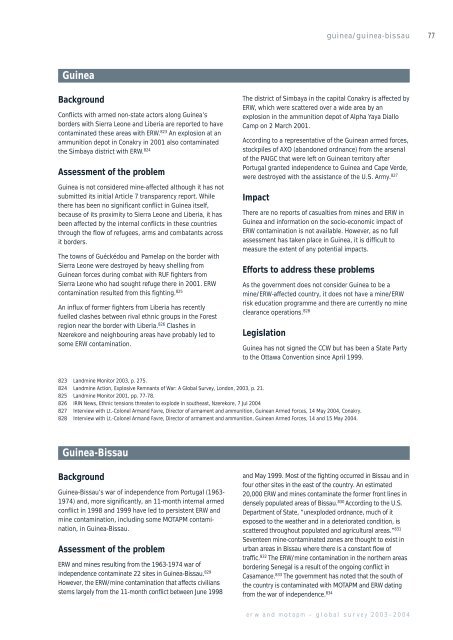 Country & Territory Reports - Landmine Action