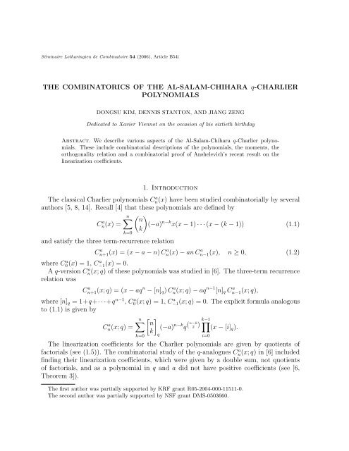THE COMBINATORICS OF THE AL-SALAM-CHIHARA q ...