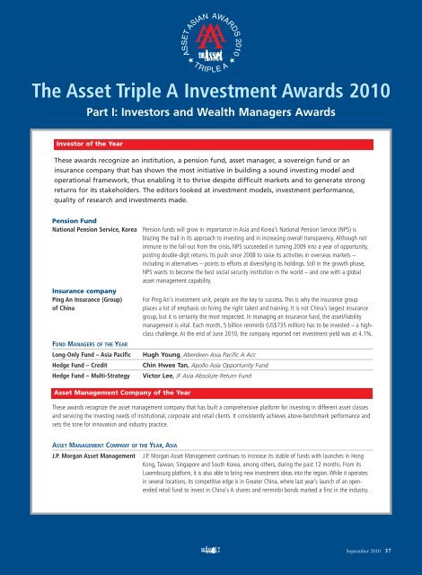 The Asset Triple A Investment Awards 2010