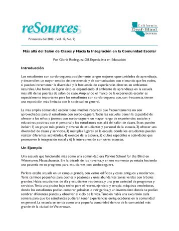 Más allá del Salón de Clases y Hacia la Integración en la ... - Perkins