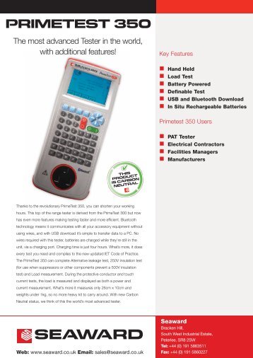 PrimeTest 350 Datasheet - Seaward