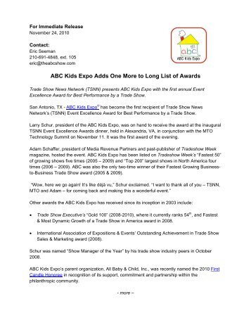 ABC Kids Expo Adds One More to Long List of Awards