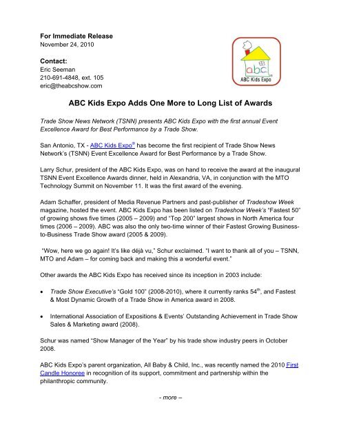 ABC Kids Expo Adds One More to Long List of Awards