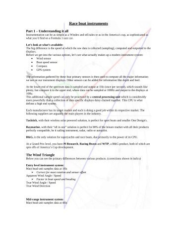 Race boat instruments â understanding it all - L-36 Fleet