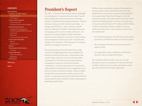 2010 - 2011 Annual Report - Zoos South Australia