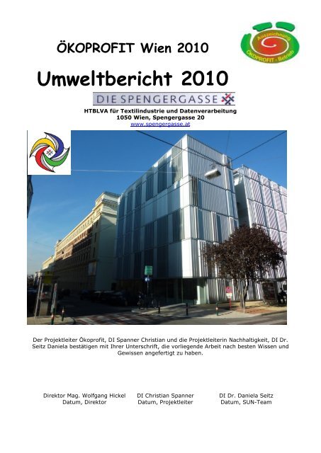 Umweltbericht 2010 - SUN Spengergasse - Umwelt