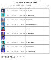 DTE Centre Admission Test-2013(June) Applicant Attendance Sheet