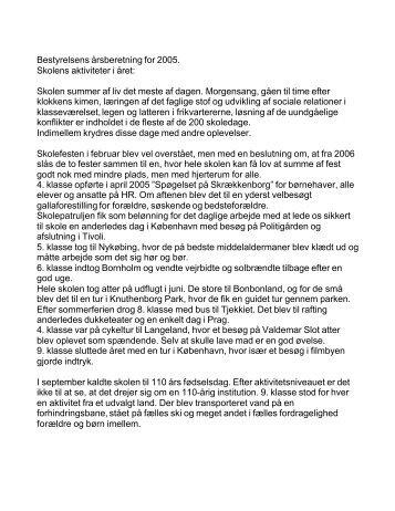 Bestyrelsens årsberetning for 2005 - Horslunde realskole