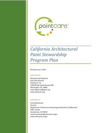 California Architectural Paint Stewardship Program Plan (Revised ...