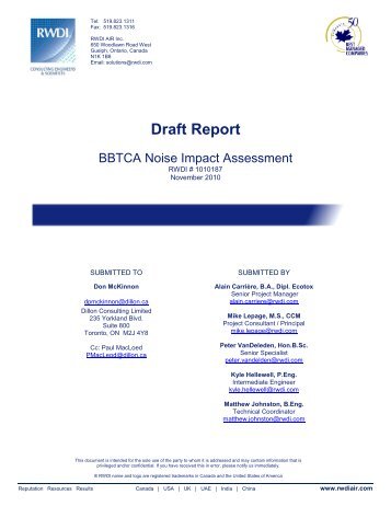 BBTCA Noise Impact Assessment - Toronto Port Authority