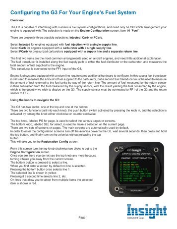 G2-3-4 Configure For Your Engine Fuel System - Insight Avionics