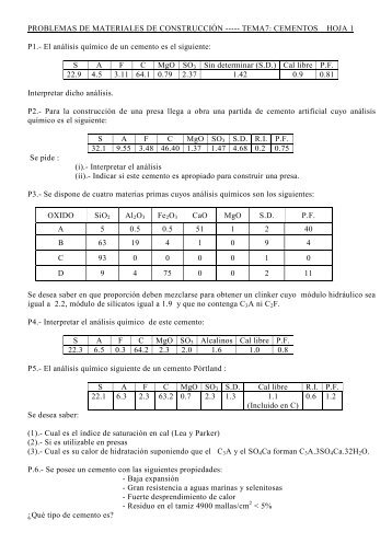 PROBLEMAS DE MATERIALES DE CONSTRUCCIÃN ----- TEMA7 ...