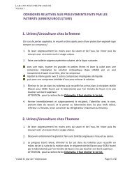 Consignes prélèvement des urines - CHdN