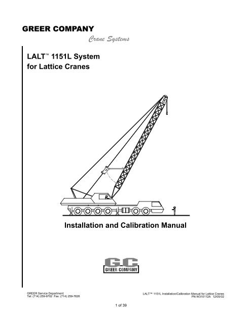 Model LALT 1151 Installation & Calibration Manual (Lattice) - TWG