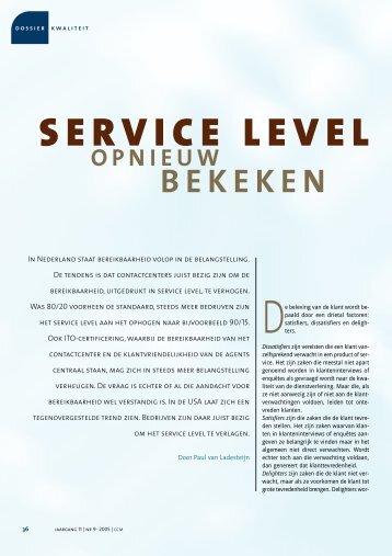 SERVICE LEVEL - Callcenter Makelaar