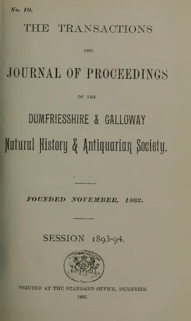 Vol 10 - Dumfriesshire & Galloway Natural History and Antiquarian ...