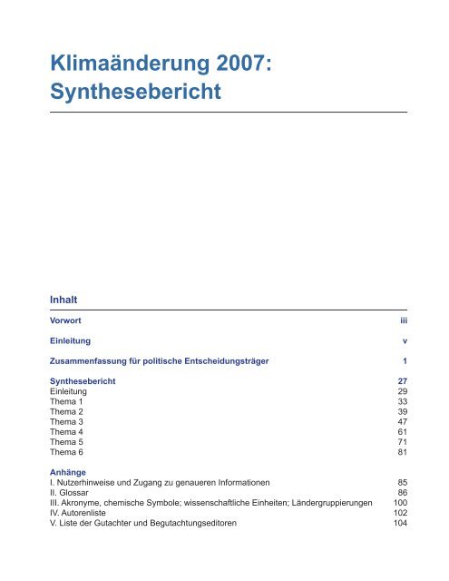 Vierter Sachstandsbericht - IPCC