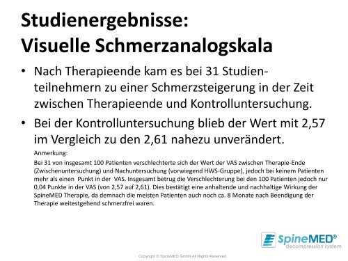 Studienergebnisse - SpineMED