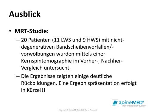 Studienergebnisse - SpineMED