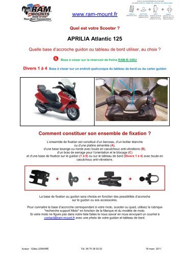 APRILIA Atlantic 125 fixations guidons - RAM Mount