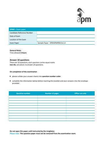 APMP Sample Paper - Association for Project Management