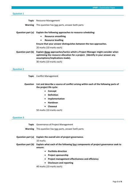 APMP Sample Paper - Association for Project Management