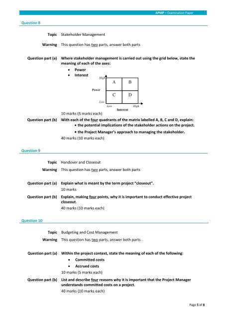 APMP Sample Paper - Association for Project Management