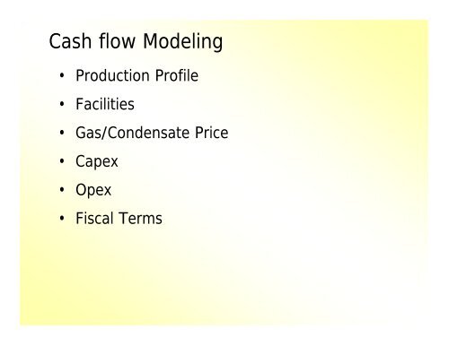 Cash flow Analysis for Gas Field Development - CCOP