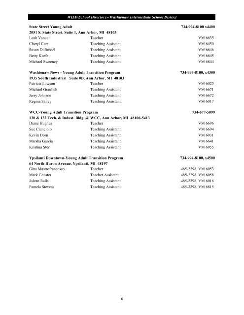 School Phone Directory 2011 - 2012 Washtenaw Intermediate ...