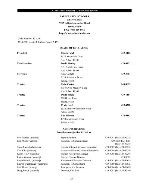 School Phone Directory 2011 - 2012 Washtenaw Intermediate ...