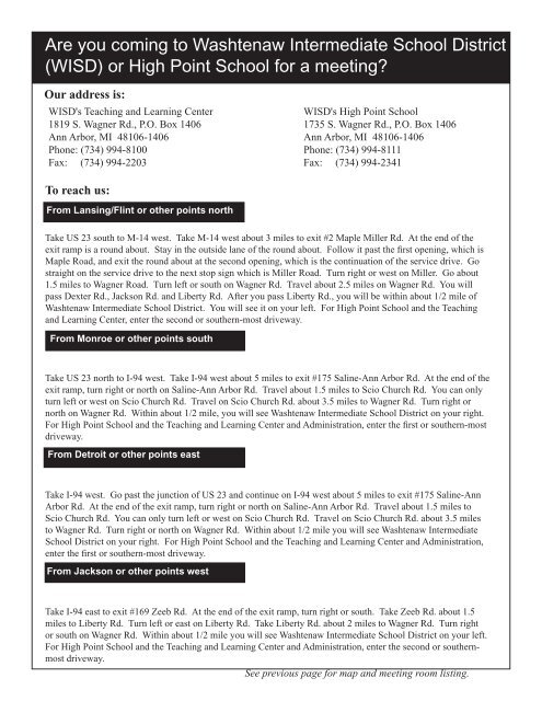 School Phone Directory 2011 - 2012 Washtenaw Intermediate ...