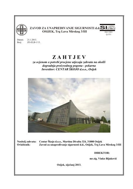 ELABORAT zaÅ¡tite okoliÅ¡a - Procjena utjecaja na okoliÅ¡