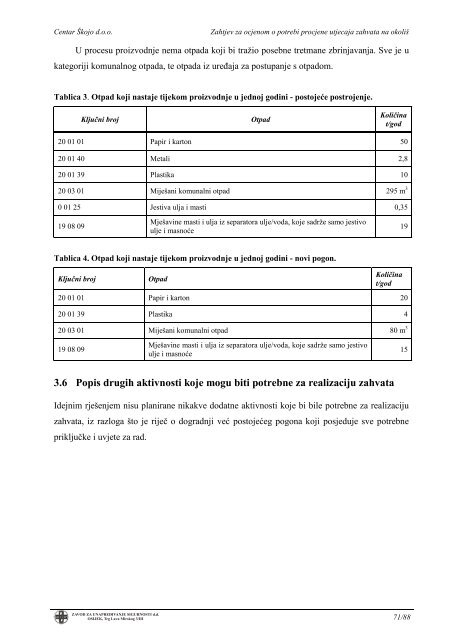 ELABORAT zaÅ¡tite okoliÅ¡a - Procjena utjecaja na okoliÅ¡