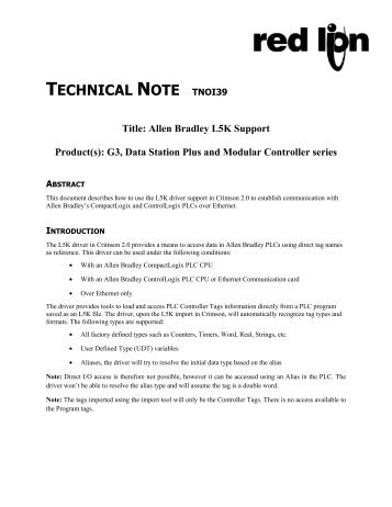 Allen Bradley L5K Support - Cross Automation