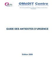 GUIDE DES ANTIDOTES D'URGENCE - Omedit Centre