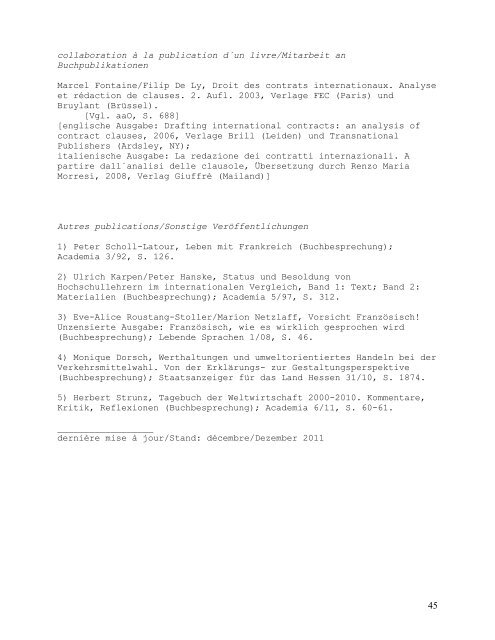 Joachim Gruber Liste des Publications /Verzeichnis der ...