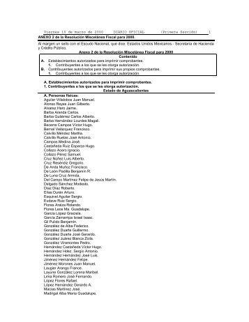 ANEXO 2 de la Resolución Miscelánea Fiscal para 2000 - CPware