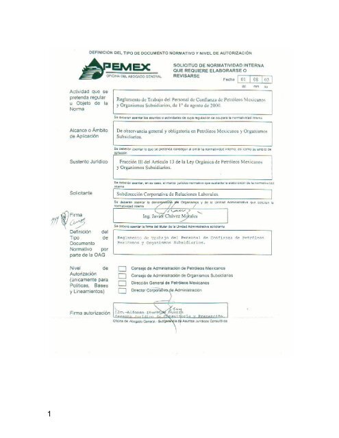 Reglamento Personal de Confianza - Pemex