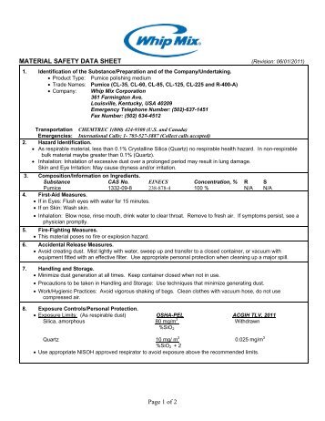 Pumice MSDS - Whip Mix