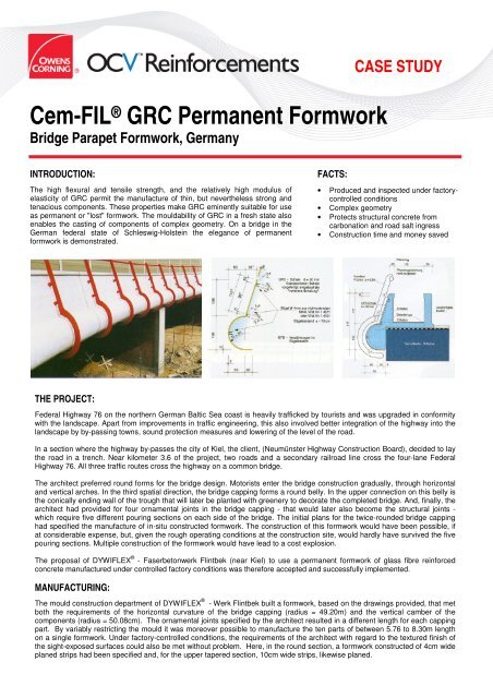 Cem-FIL® GRC Permanent Formwork - OCV Reinforcements