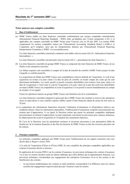 Actualisation au 30 juin 2007 du document de - HSBC