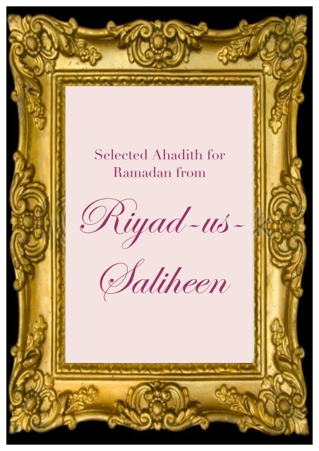 Riyad-us-Saliheen(Selected ahadith for Ramadan) - AlHuda Sisters