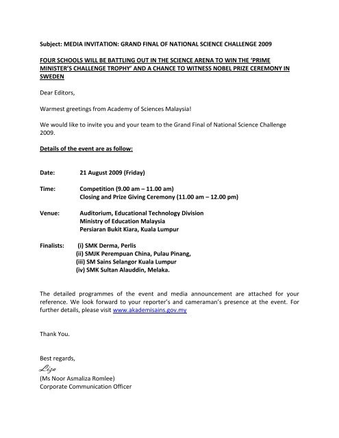 MEDIA INVITATION - Portal Rasmi Akademi Sains Malaysia