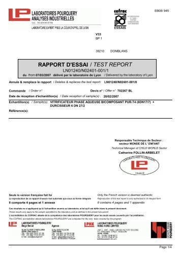 RAPPORT D'ESSAI / TEST REPORT - V33.com
